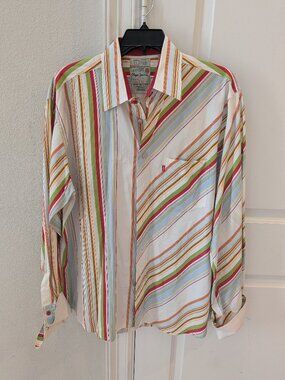 Vintage Pepe Jeans London Button Up Shirt Mens XL White Red Stripe